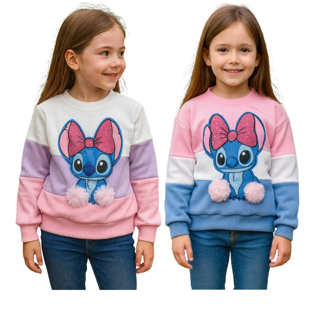 Blusa Infantil de Frio Menina Stitch Moda Blogleirinha Inverno
