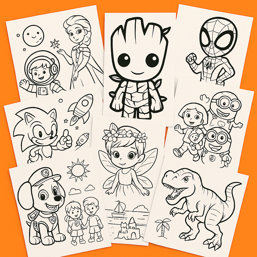 Desenhos Para Colorir 50/100/200/300 E Pintar Folhas Soltas Menino E Menina Vários Temas Variados