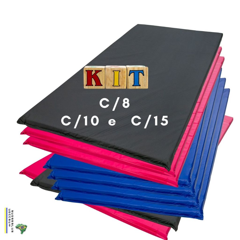 kit 10 e 15 colchonete 1m academia, exercícios físicos, Kit c/8, creches escolas, yoga, fisioterapia