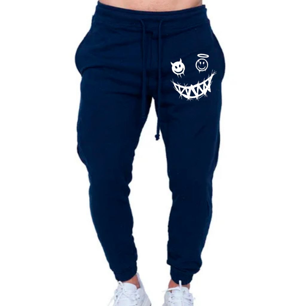 Calça De Moletom Masculino Estampa Rosto Anjinho e Bixo Sorridente Style Top Algodao Premium