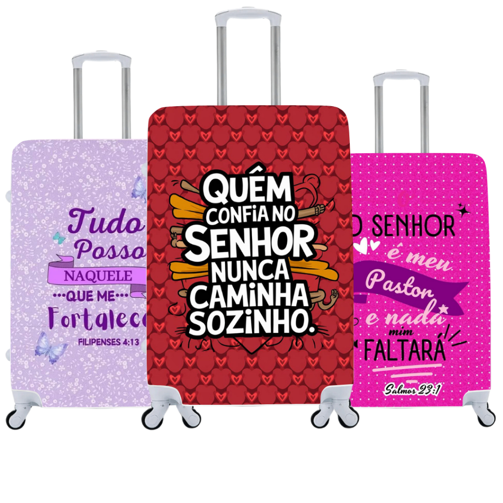 Capa De Mala Personalizada Gospel Cristã Viagens Bagagem