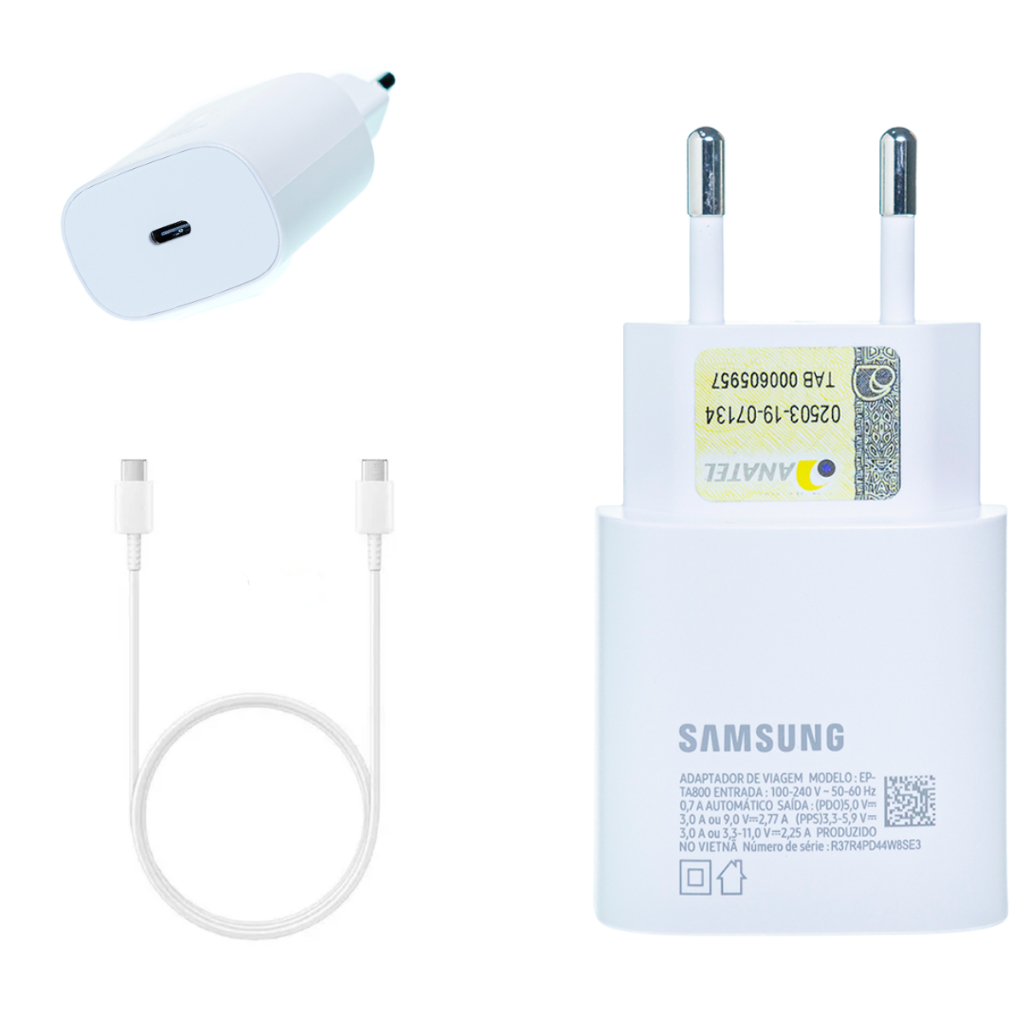 Carregador Original Samsung Super Turbo A53 A54 A55 A56 S23+ S24 Ultra A14 A15 A16 A24 A25