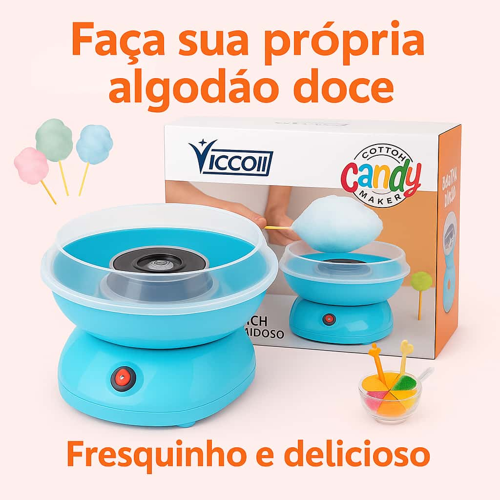 Algodão Doce Rápido 220V/110V Mini | Portátil e Fácil de Usar | Festa Infantil e Família