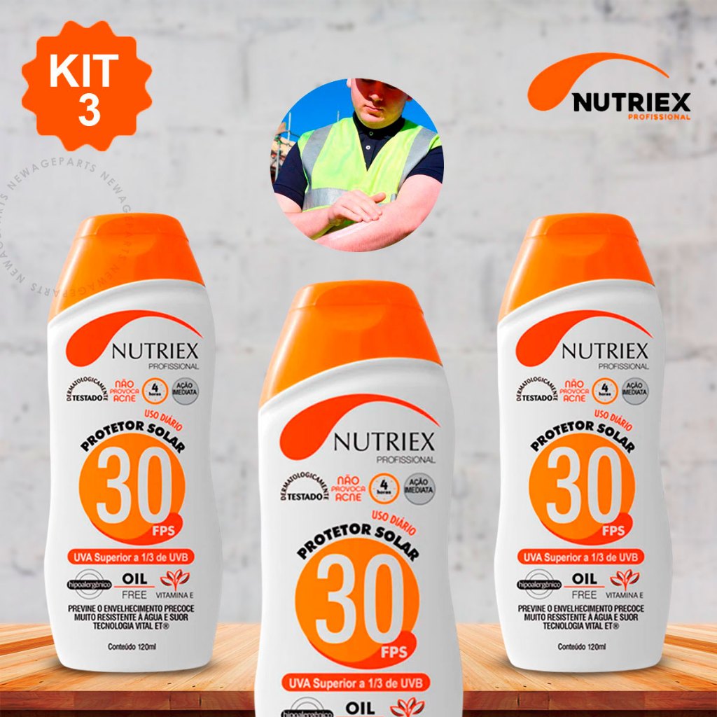 Kit 3 Protetor Solar FPS 30 Profissional Nutriex 120ml