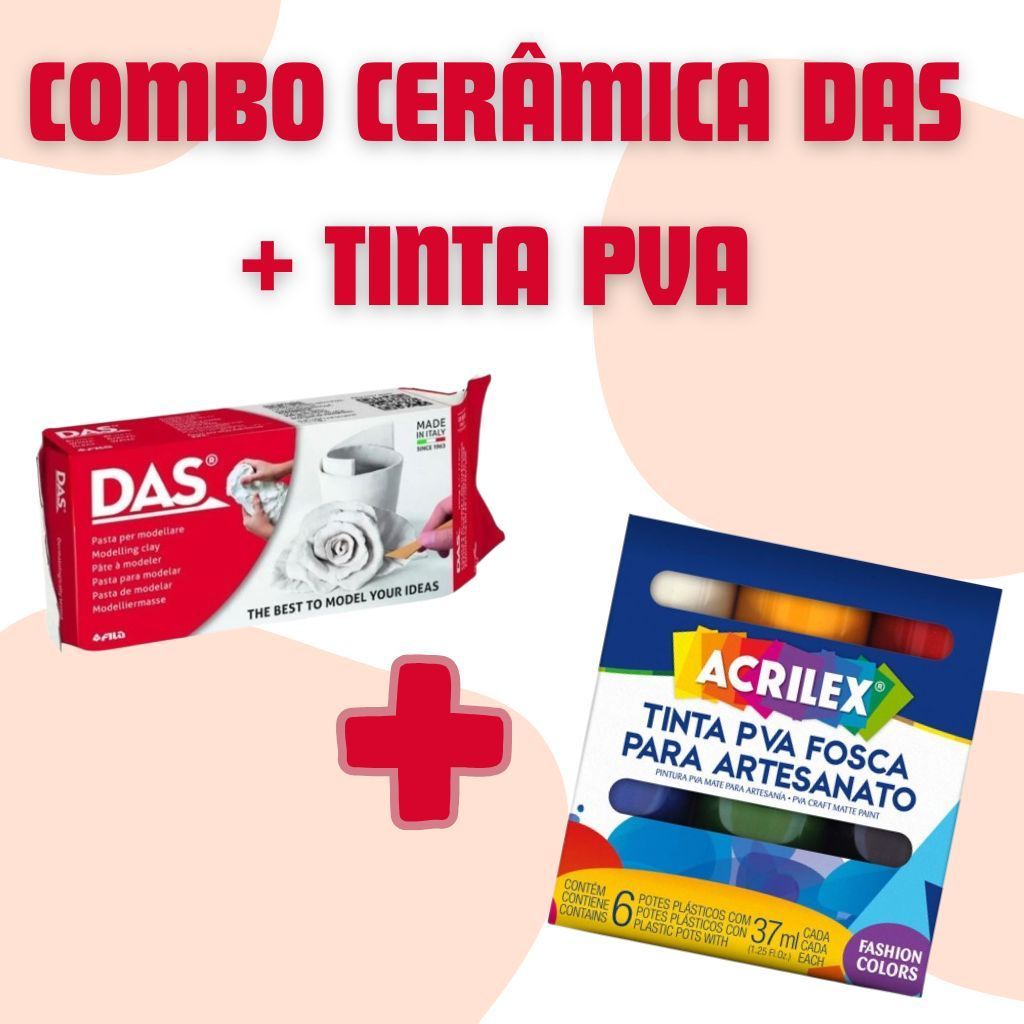 Combo Iniciante Cerâmica Fria DAS + Tinta PVA Acrilex