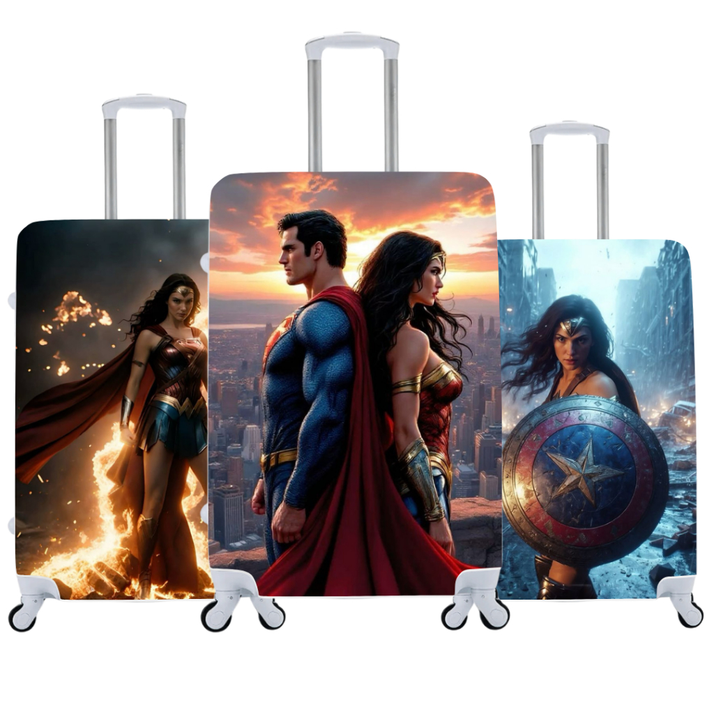 Capa de Mala Personalizada Personagens Heróis Marvel Viagens Bagagem