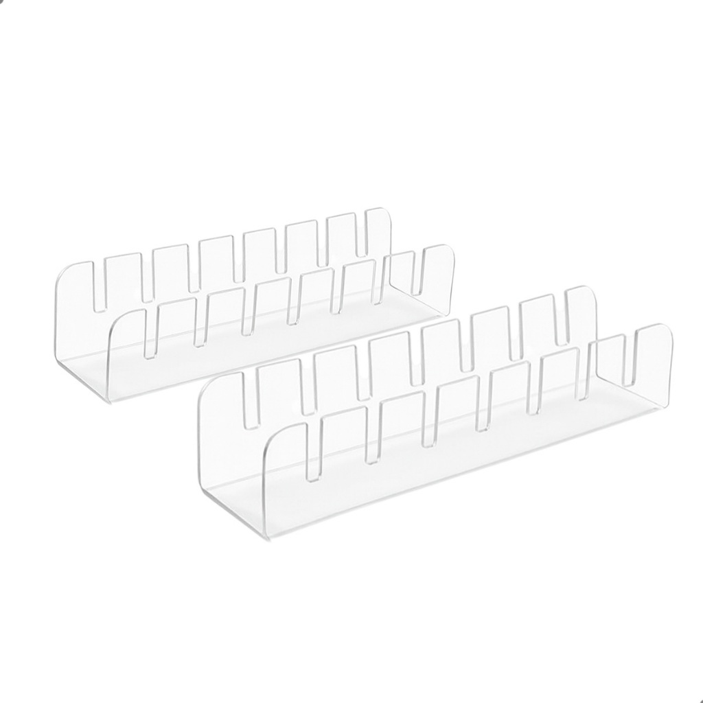 Suporte Organizador Acrílico Cristal Para 7 Bonés com Divisórias Expositor de Vitrine Closet