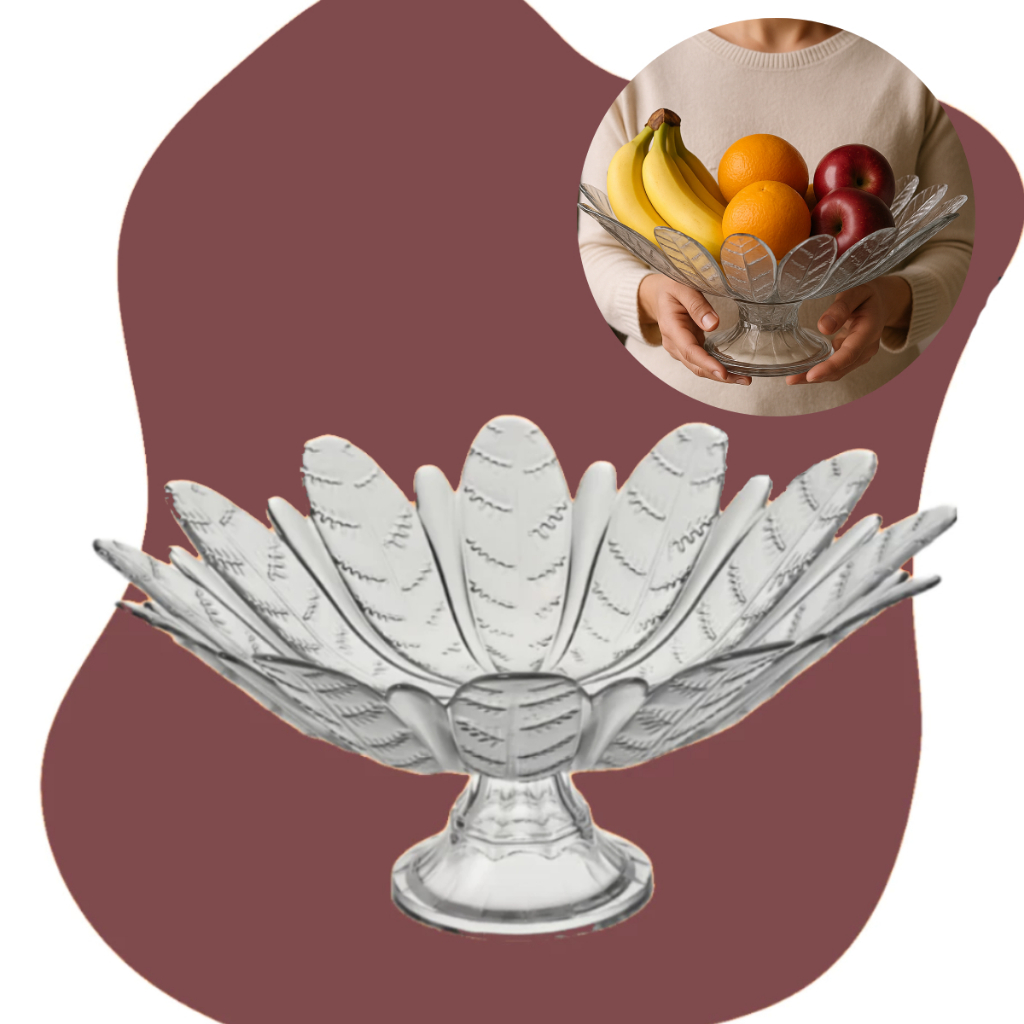 Fruteira Centro De Mesa Vidro Com Pé Multiuso Luxo Frutas Presente