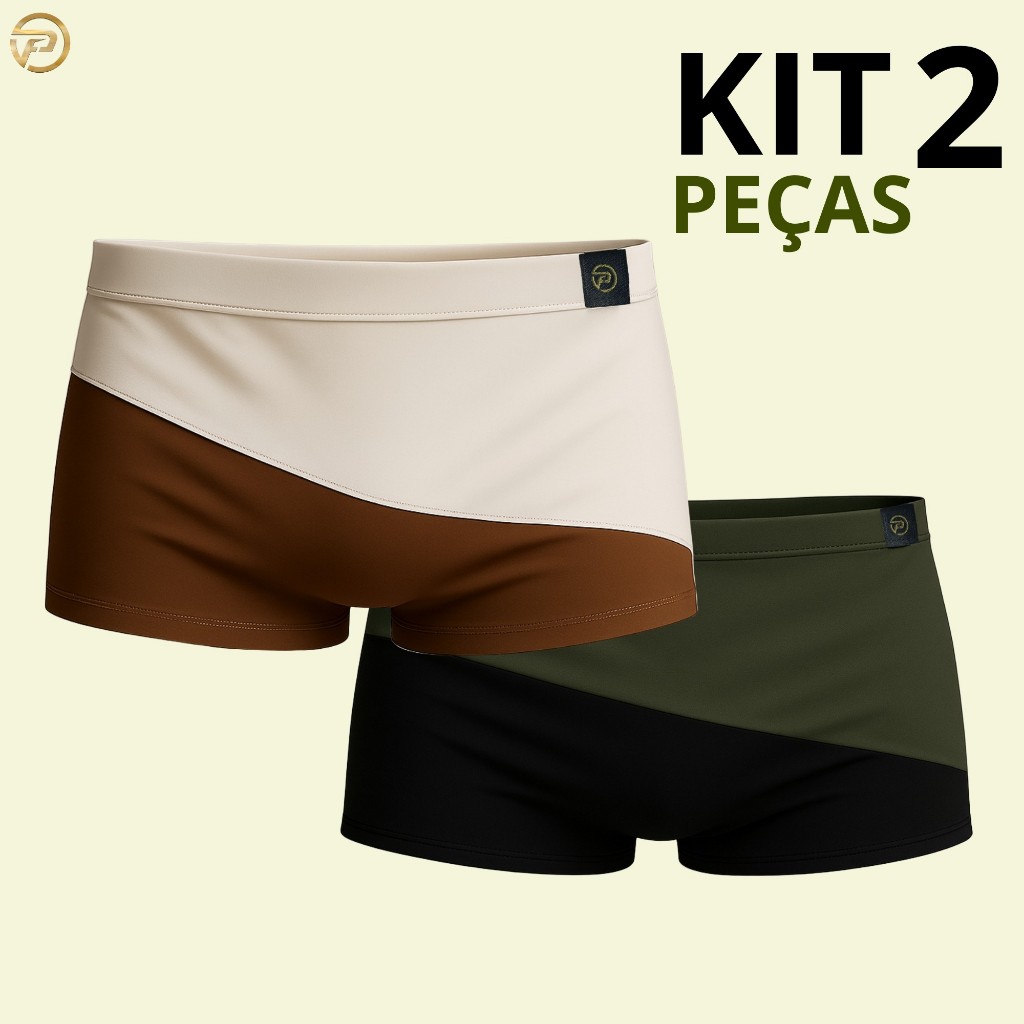 Kit Sunga Praia Boxer Masculina – 2 Unidades | Secagem Rápida e Design Exclusivo