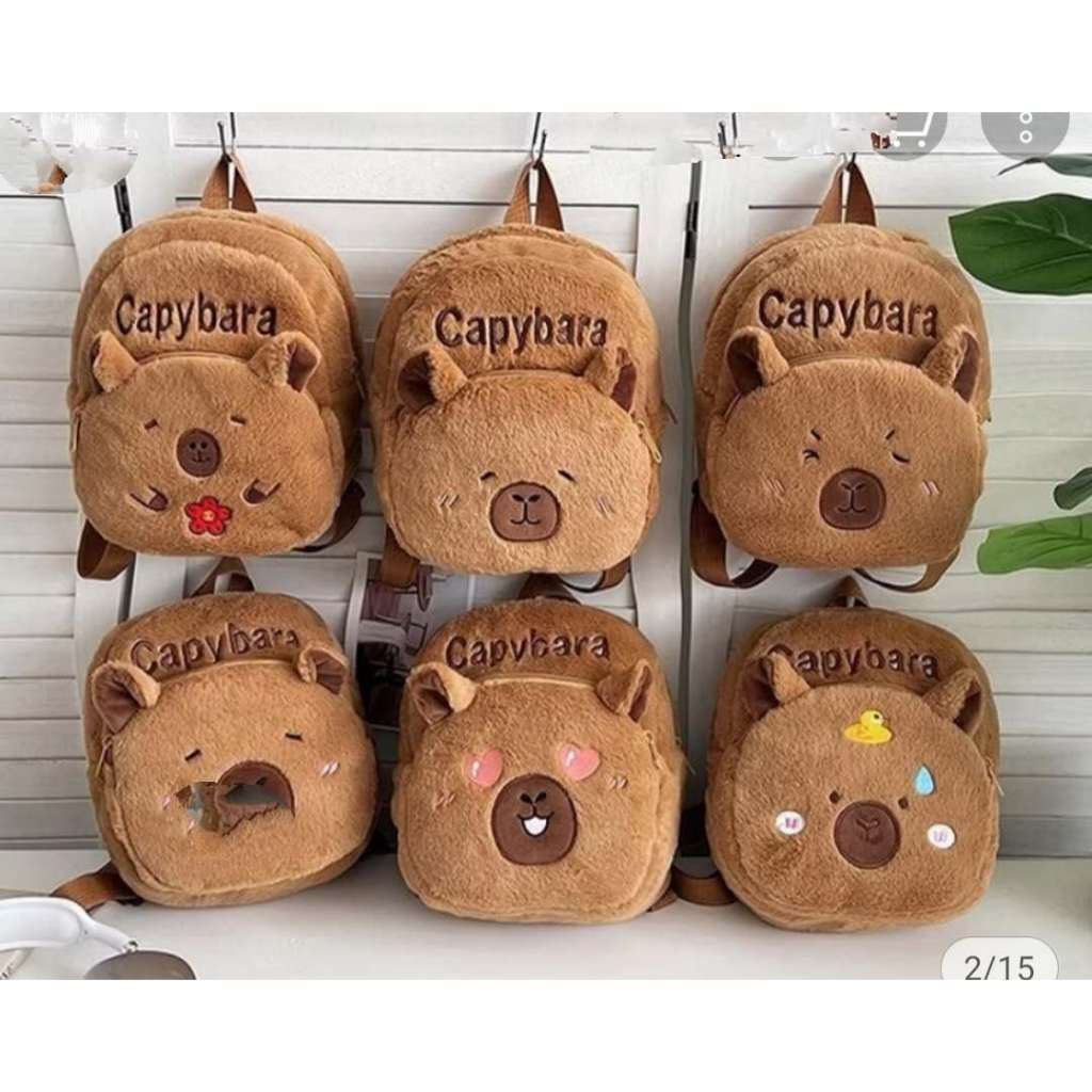 Mochila Infantil Feminina em Pelúcia Capivara Fofa e Aconchegante