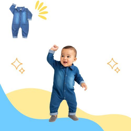 Macacão Infantil Longo Jeans Menino +1BB