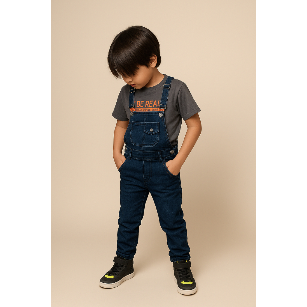 Macacão Jeans Infantil masculino com Ajuste Confortável jardineira menino – 02 ao 12 anos roupa guri