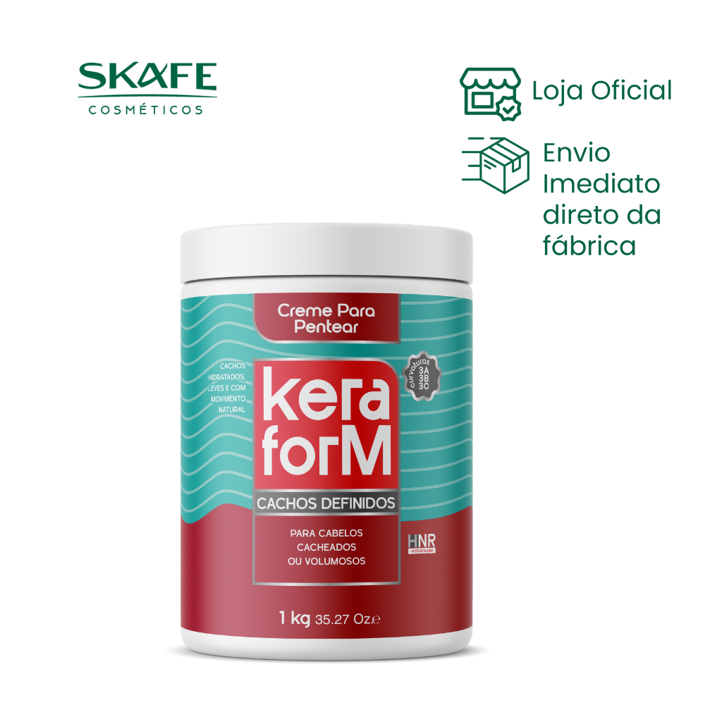 Creme para Pentear Keraform Cachos Definidos 1kg | Hidratação + Brilho | Anti-Frizz | Sem Enxágue | Vegano