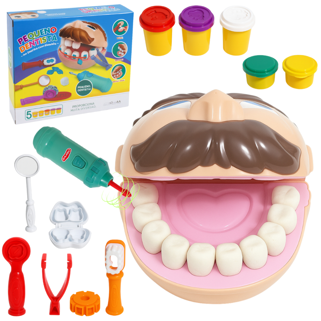 Brinquedo Massinha De Modelar Dentista Infantil Kit Completo