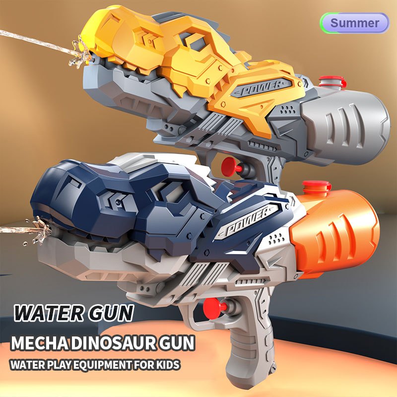 Pistola de Água Dinossauro Mecha - Jato forte com 1 botão - Diversão Garantida 🦕