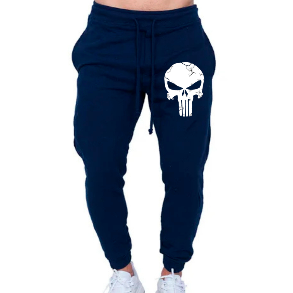 Calça de Moletom Abrigo Estampa Justiceiro Caveira Sinistra Top Malha Algodao  Tecido Grosso