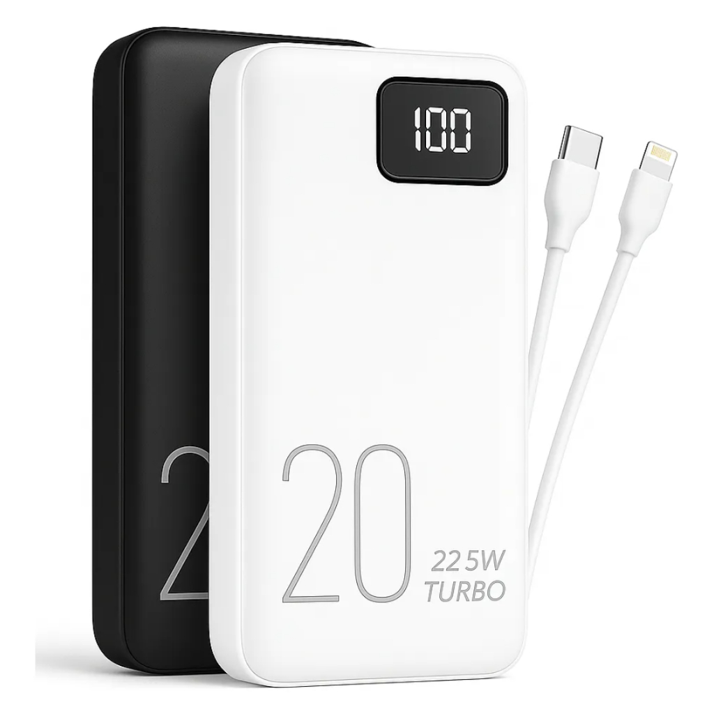 Carregador Power Bank Turbo 22.5W Portátil 20000mah Universal Saida 2 Cabos C E LightningESPADA BTE-37E