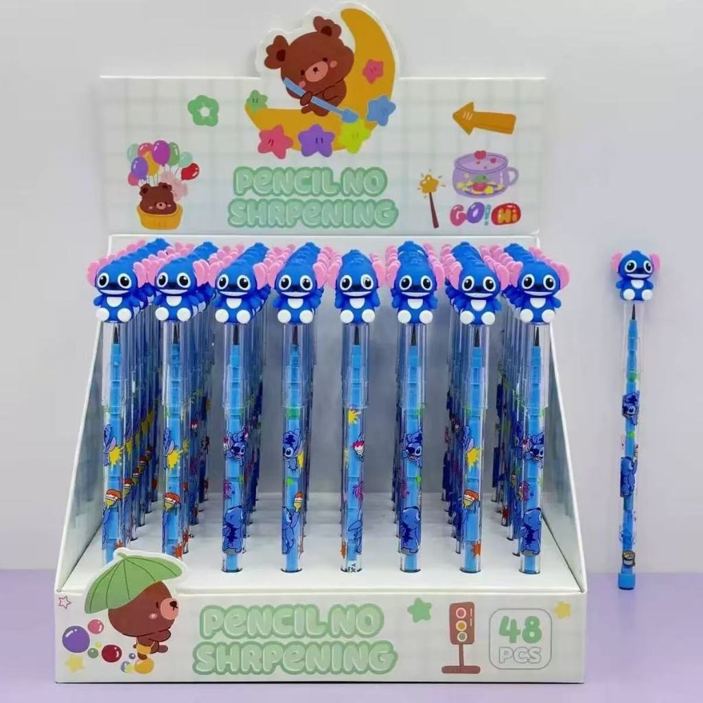 Kit de 4/8/12 Peças Caneta  Lápis desenho Stitch fofa Lápiseira para aluno de escolar
