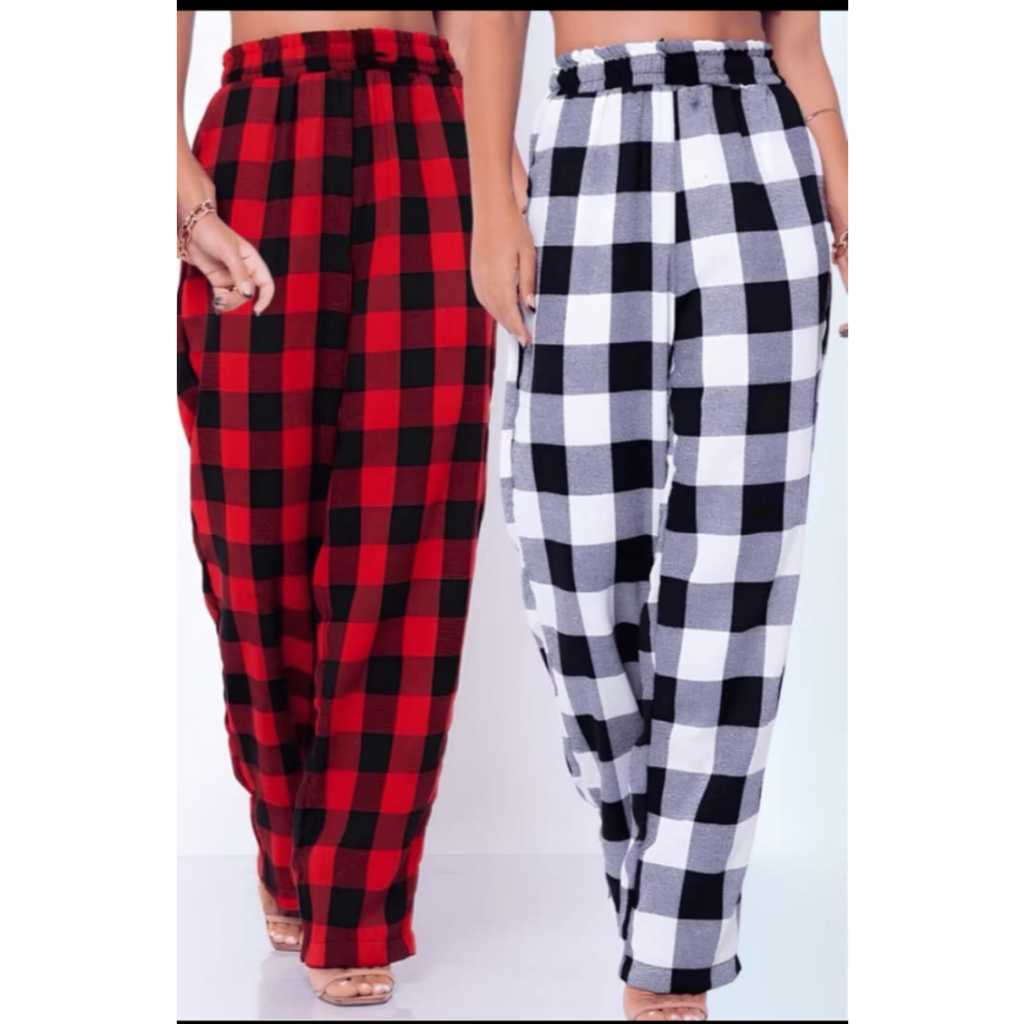 Calça Pantalona Xadrez Feminina Flanelada – Estilo, Conforto e Elegância no Inverno