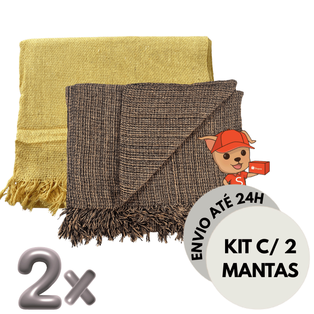 Kit 2 Mantas Para Sofá 2 ou 3 Lugares/Cama Luxuosa Grande 210x120 Tipo Capa Protetora 100% Algodão