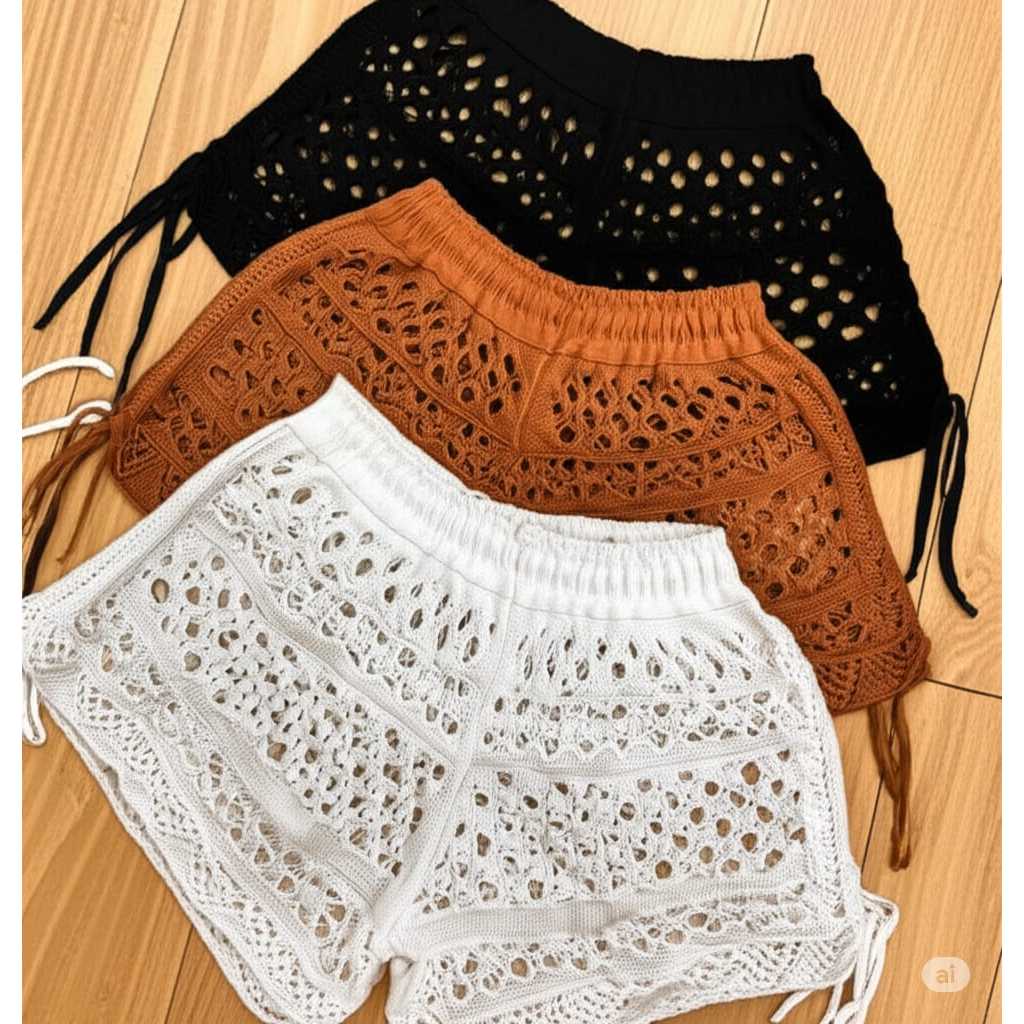 Shorts saida de praia trico feminino moda praia primavera verão