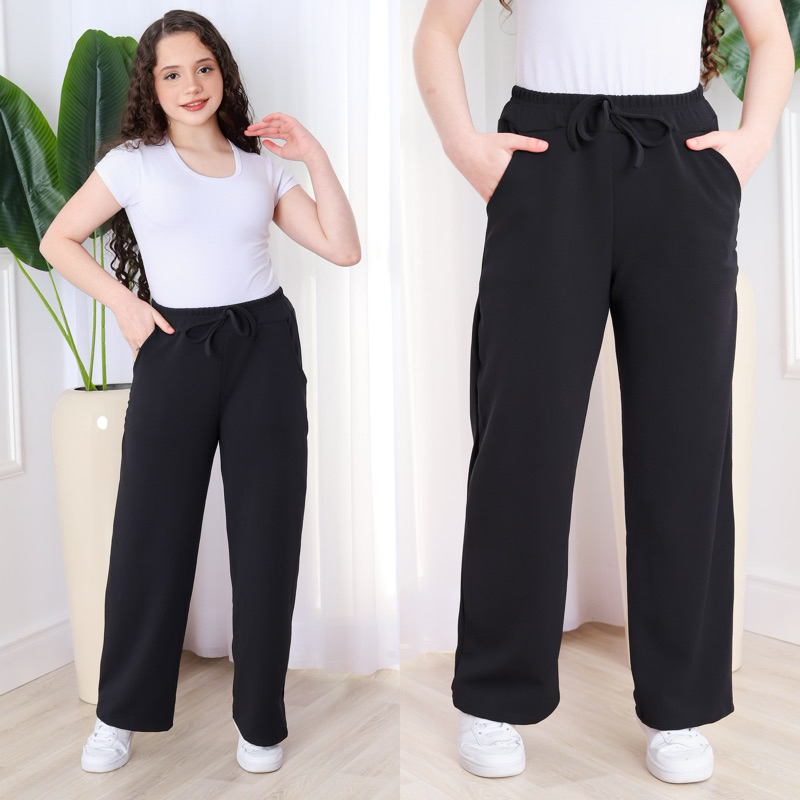 calça feminina infantil pantalona (6 ao 14)malha crepe