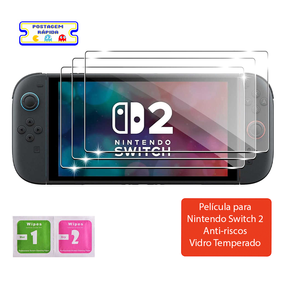 Película de Vidro Temperado Nintendo Switch 2 – Anti-Risco, Alta Resistência