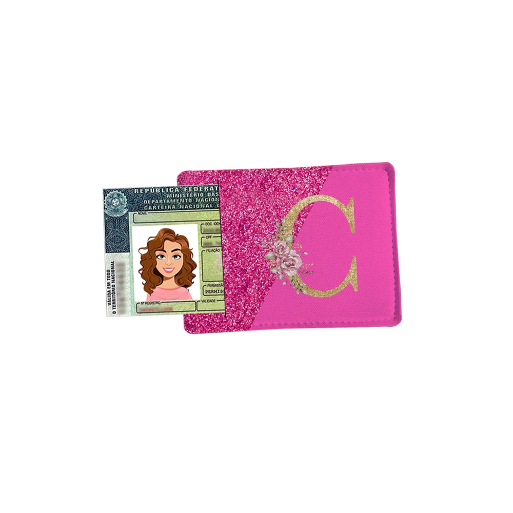 Porta CNH Habilitação Personalizado com Nome Flores Formas