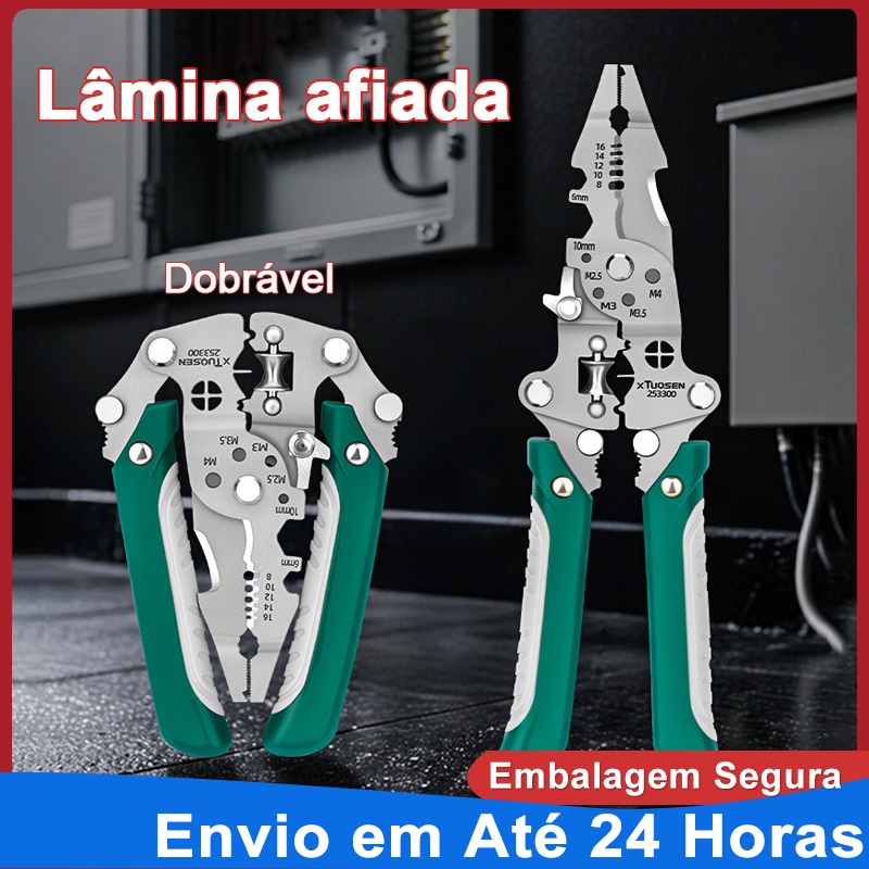 Crimpador e Decapador de Fios  8 em 1  Alicate Automático Decapador Crimpador Eletricista