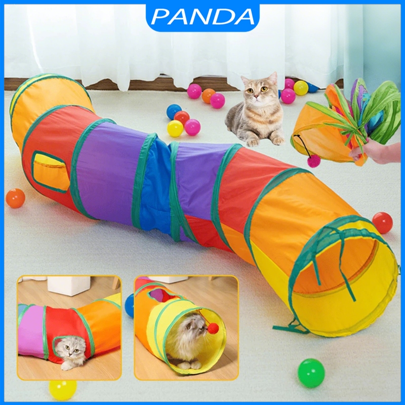 Túnel Colorido Gato Interativo Cachorro Labirinto Dobrável Pet Playground Toca Brinquedos Gatos