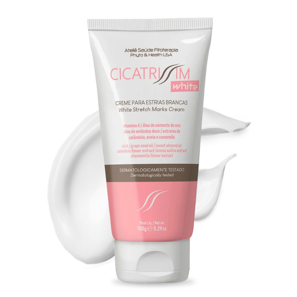 Cicatrissim White Creme para Estrias Brancas e Antigas - Suaviza Estrias, Uniformiza, Hidrata, Nutre e Firma a Pele 150g