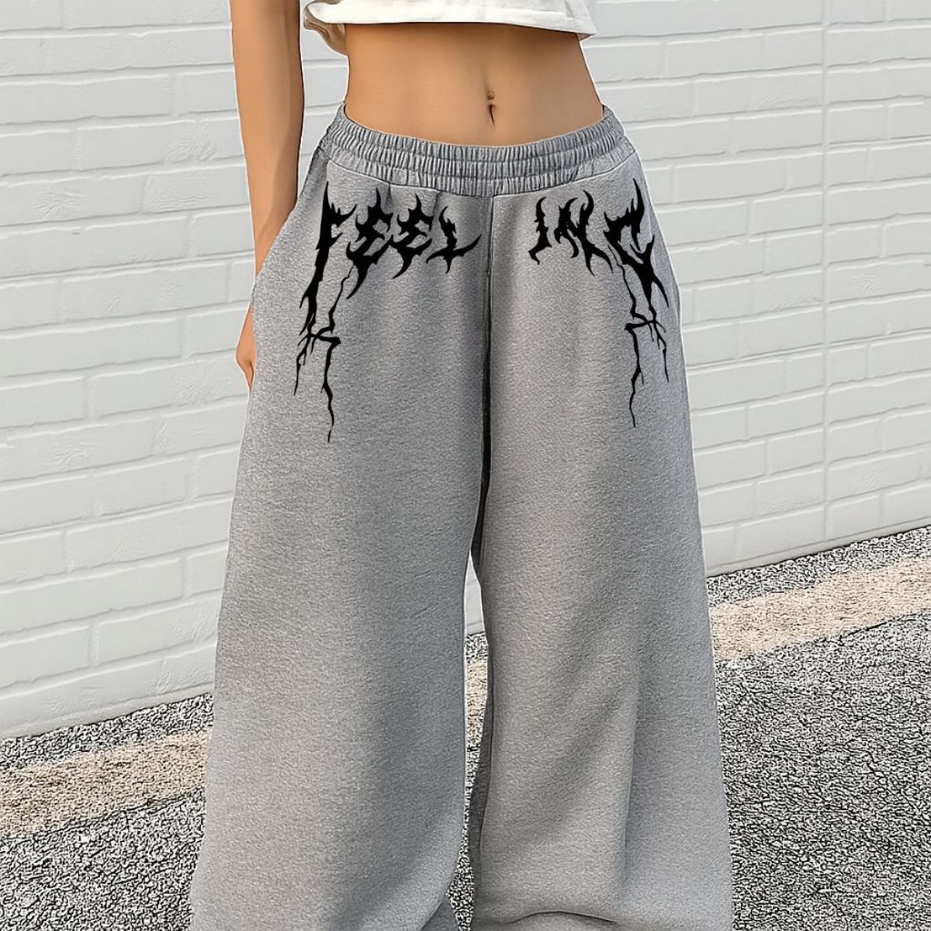Moletom Calça Urban Style Wide Leg Flanelada Premium Hip Hop Modelo Feeling