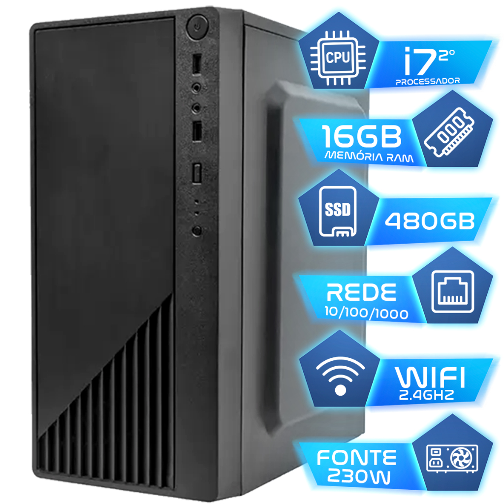 Pc Computador I7 Intel Core Ssd 480GB Memoria 16gb