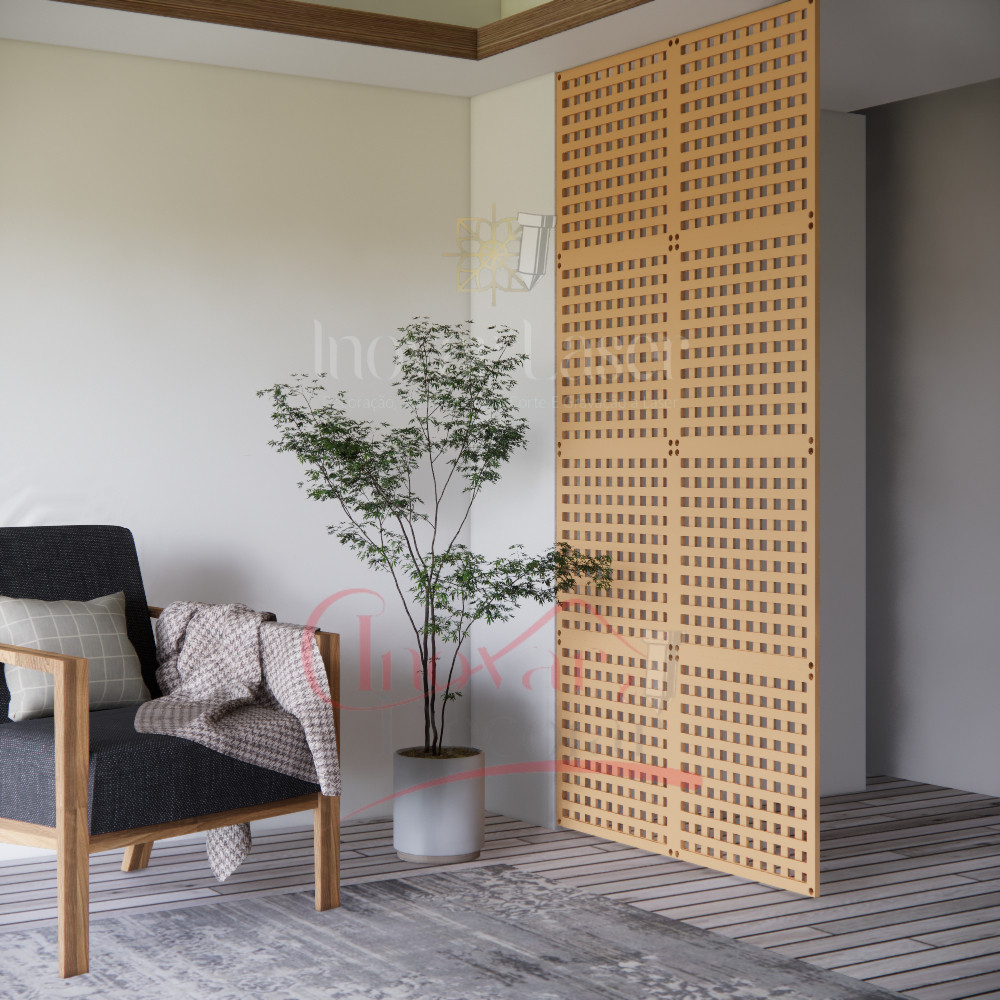 Kit 1, 6, 12 e 18 Placas Vazadas Decorativas Cobogó Painel Cama Cabeceira MDF -Ambiente Único Elegante QUADRADINHO