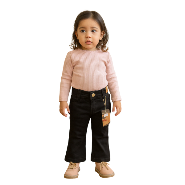Calça Infantil Menina Flare Sarja Casual – Conforto e Estilo para o Dia a Dia
