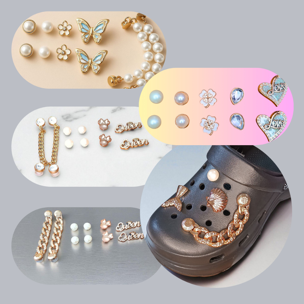 Kit Pins Luxo Corrente Perola Brilho Boton Broche Babuche