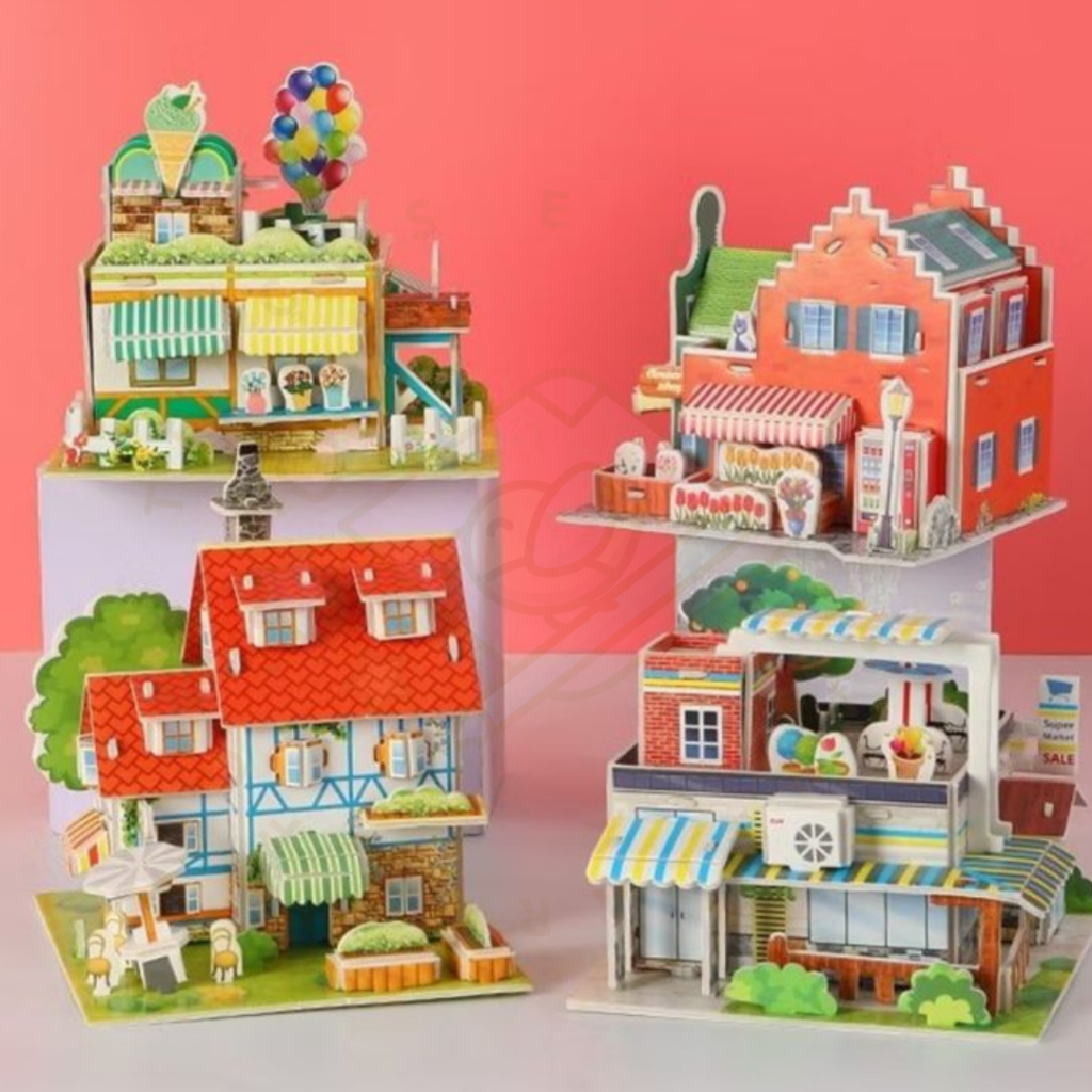 Quebra cabeça 3D Tridimensional DIY Casinha Miniatura Infantil Educativo | Montar Casinha de Boneca Presente de Natal