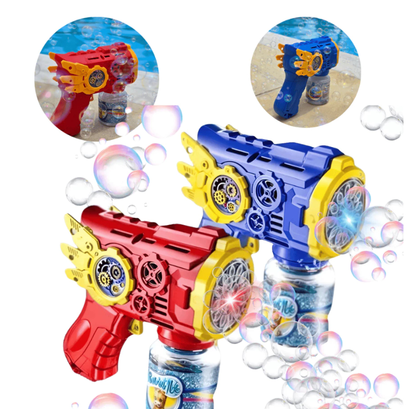 Brinquedo Lança Bolhas De Sabão Automática com Luz crianças arminha Azul Vermelho