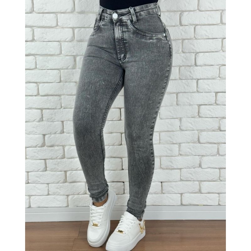 calça jeans feminina preta grafite de alta qualidade cintura alta empina bumbum