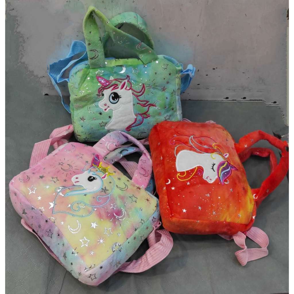 Bolsa Unicórnio Pelúcia Alça de mão e Alça regulável