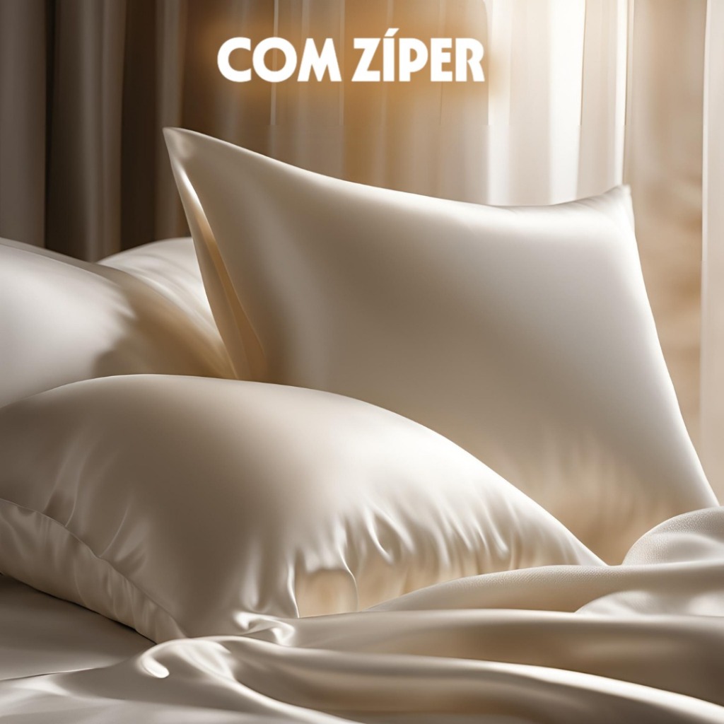 Kit 4 Fronhas de Cetim COM ZÍPER Anti frizz 50 x 70 cm Premium Cabelo Lindo