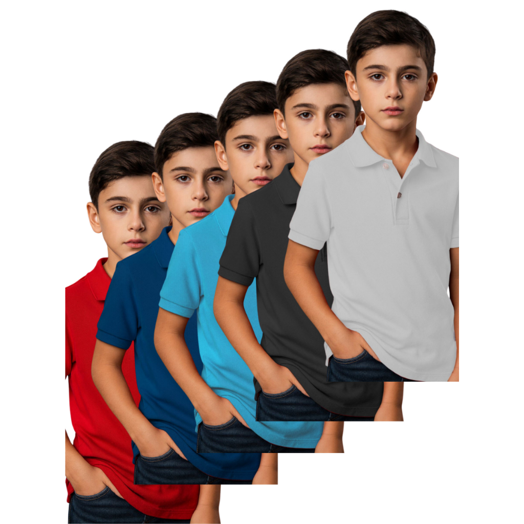 Kit 5 Camisas Polo Infantis Menino – Conjunto Versátil e Moderno