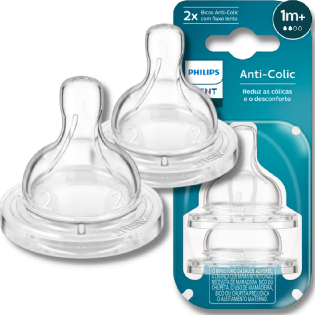 Bico Mamadeira Avent Clássica Philips Nº2 Kit 2 Unidades 1m+