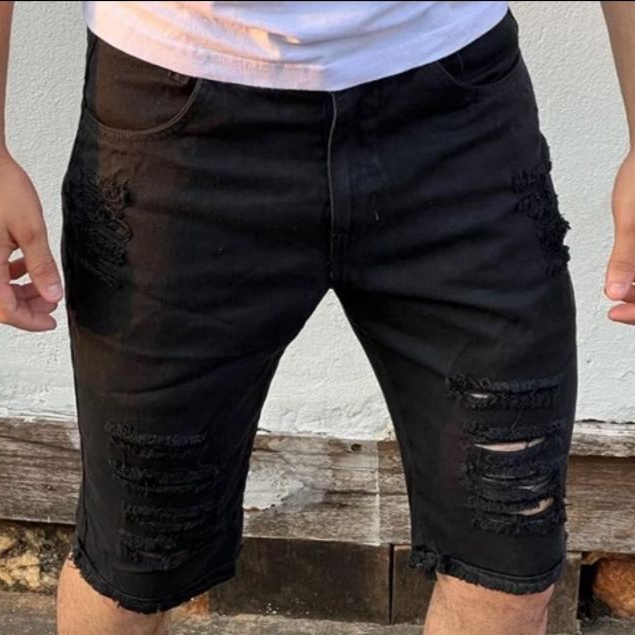 short rasgados masculinos jeans estilo fashion