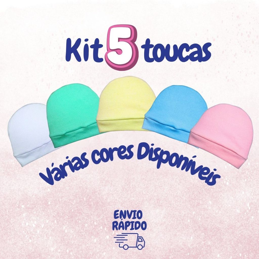 Kit 5 Toucas Para Bebê Recém Nasido Maternidade Menino Menina Tecido Antialérgico