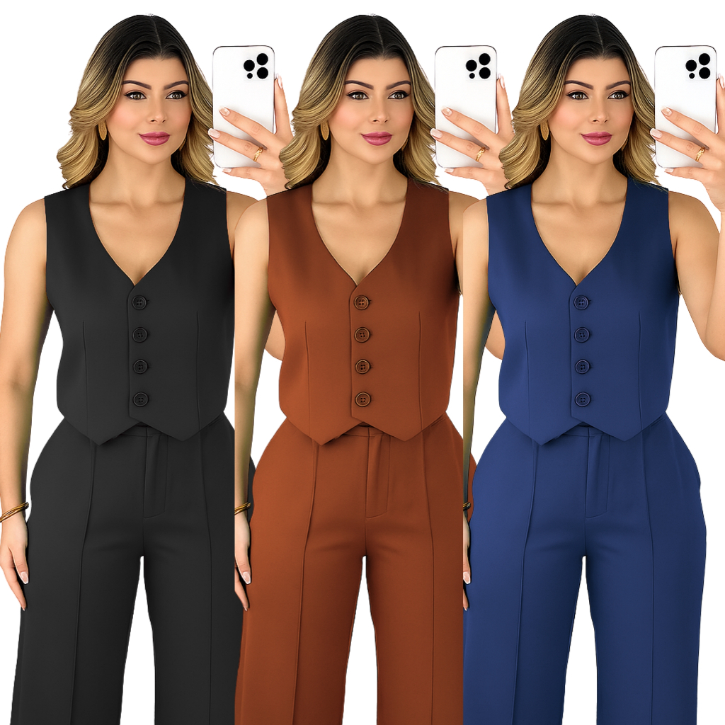 Conjunto Moda Feminina Executiva Alfaiataria Social Elegante