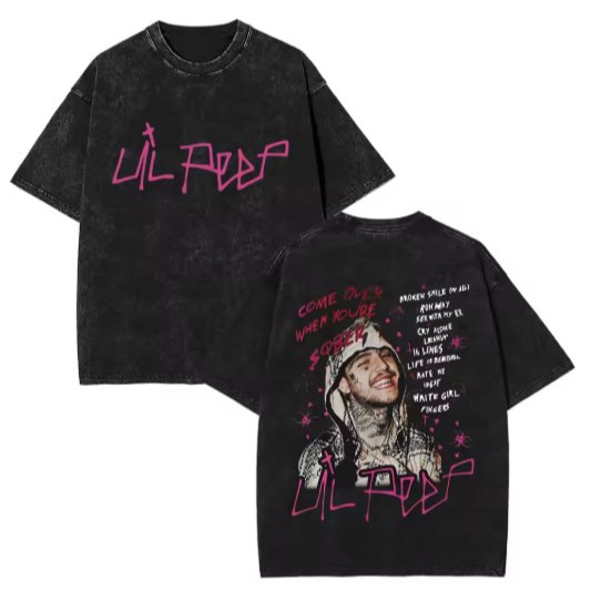 Camiseta Camisa Blusa Algodão Unissex rapper lil peep dupla face