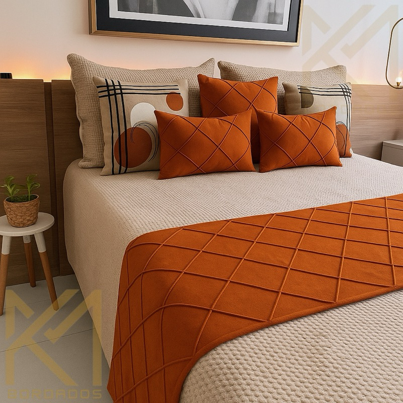 Peseira de Cama Solteiro + 02 Capa de Almofada Retangular Drapeada 50x30 Suede Premium Drapeada aveludado