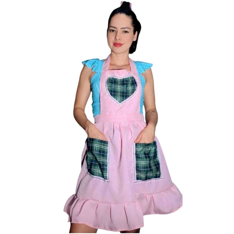 FANTASIA DONA FLORINDA, incluso 1 bobs para o cabelo, avental da dona florinda, avental para professora