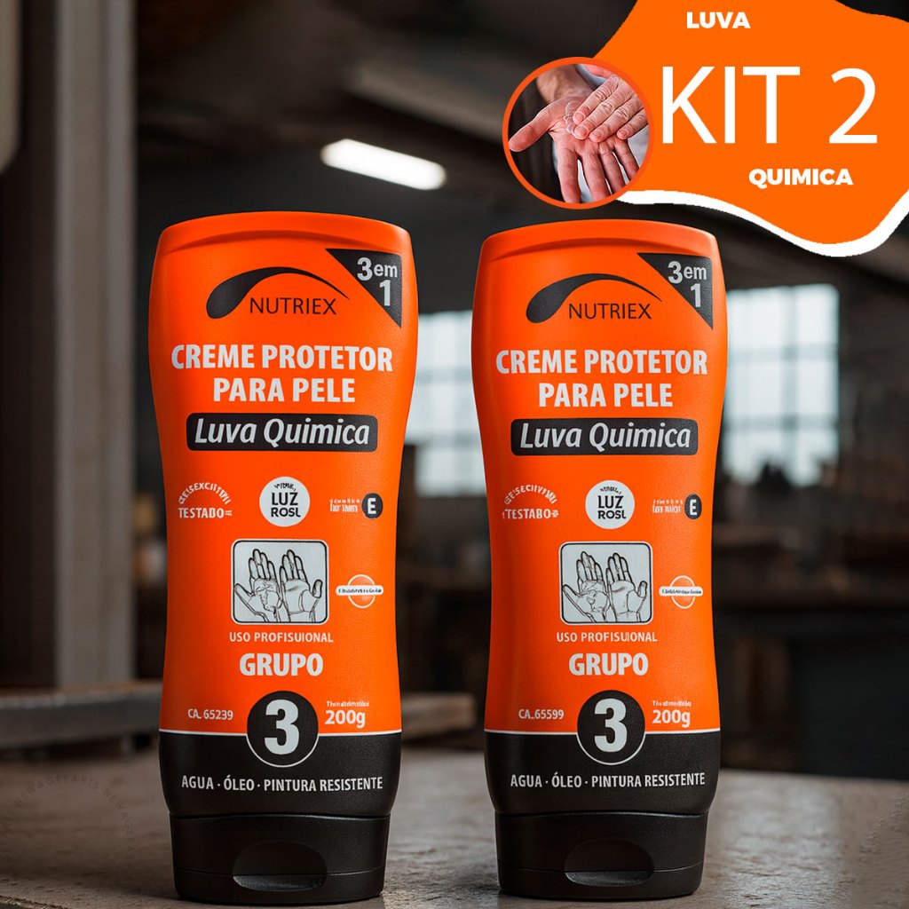 Kit 2 Creme de Proteção Luva Química EPI Nutriex 200g Proteção Contra Produtos Quimicos Óleo Pintura
